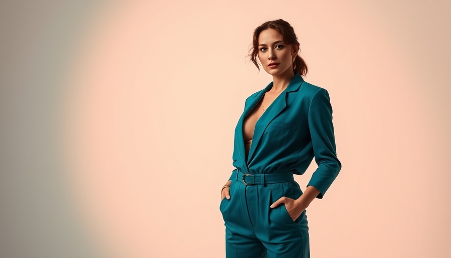 Founder-Led Brands Future: Stylish woman in teal outfit under spotlight.