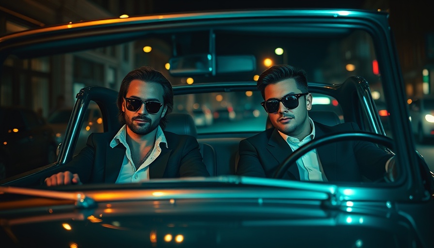 Beauty Brands Return to Polished Campaigns: stylish individuals at night in vintage car.