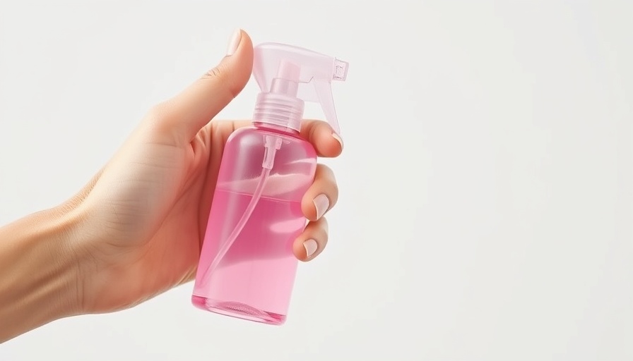 Sleek pink bottle of Beyoncé's Favorite Setting Spray held by a hand.
