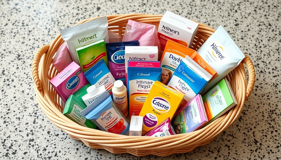 Walmart Women's Intimate Health Products in basket on speckled surface.
