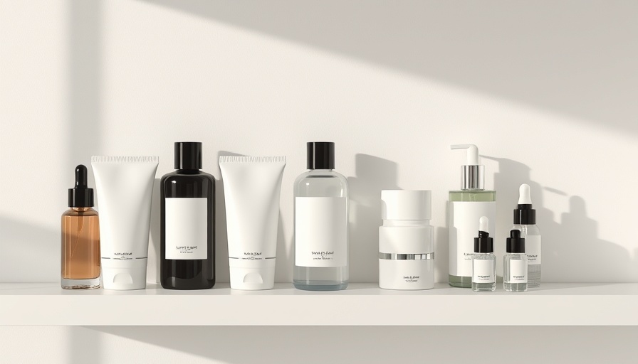 Delavie Sciences skincare innovation products stylishly arranged on a sleek shelf.