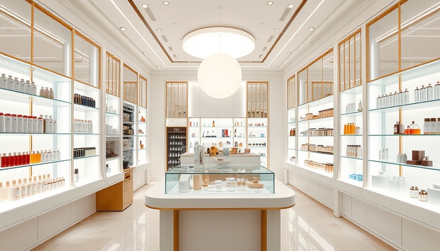 Luxurious beauty store interior with premium cosmetics.