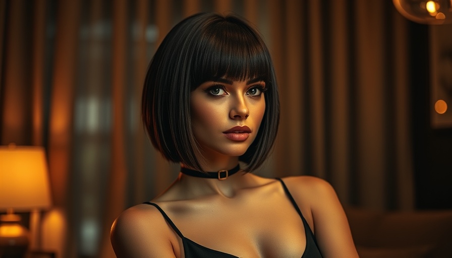 Stylish woman with sleek bob hairstyle in dimly lit lounge, Becky G Hair Journey