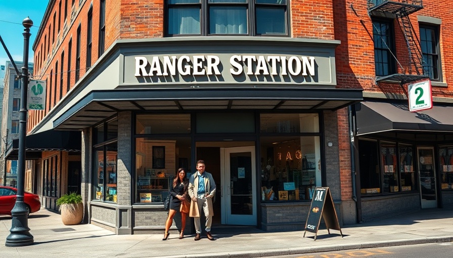 Ranger Station opens NYC store front view with promotional posters.