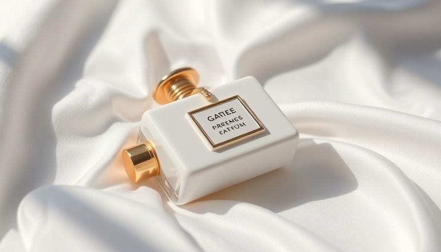 Luxurious Mother's Day beauty gift, white and gold perfume bottle.
