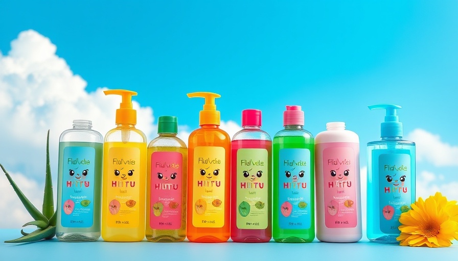 Kids haircare for type 4 hair products with colorful labels set against blue sky background.