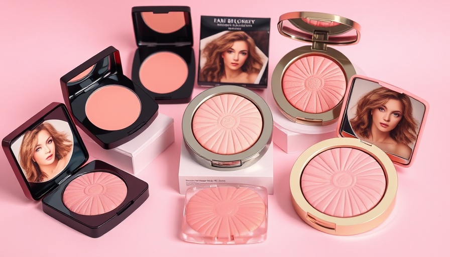 BossUp Cosmetics showcases diverse blush compacts in pink aesthetic packaging.