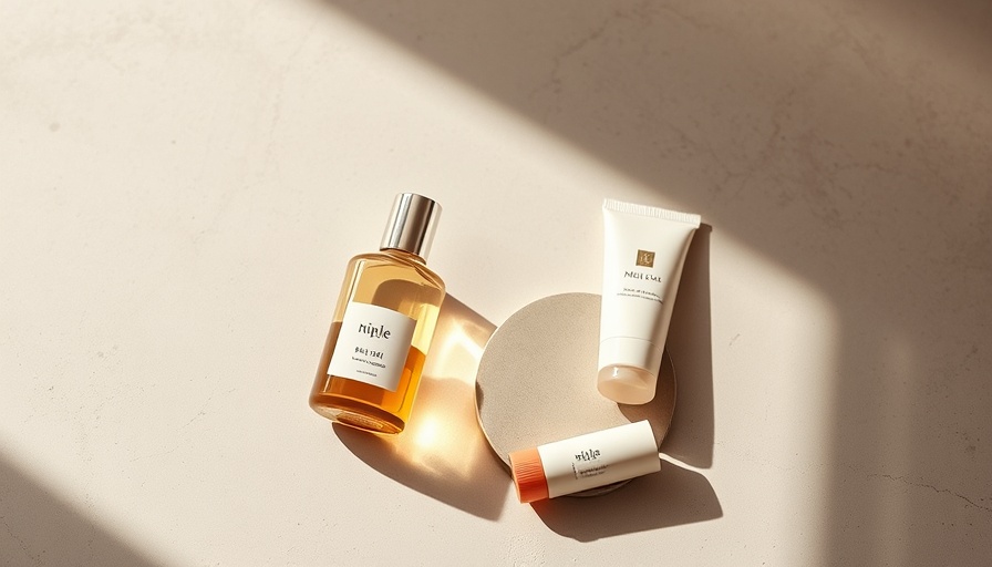 Elegant mother and baby skincare products on light surface.
