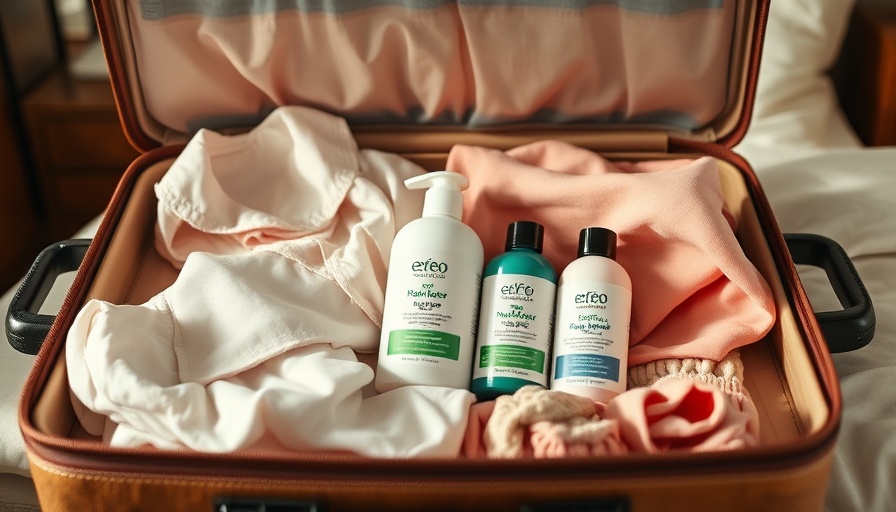 Eco-friendly powder haircare in suitcase with clothes.