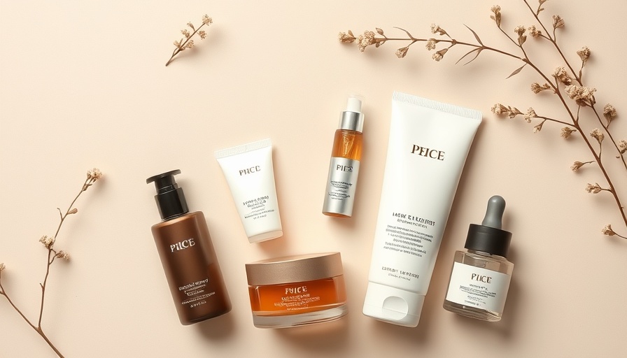 Elegant flat lay of affordable personal care products with minimalist packaging.