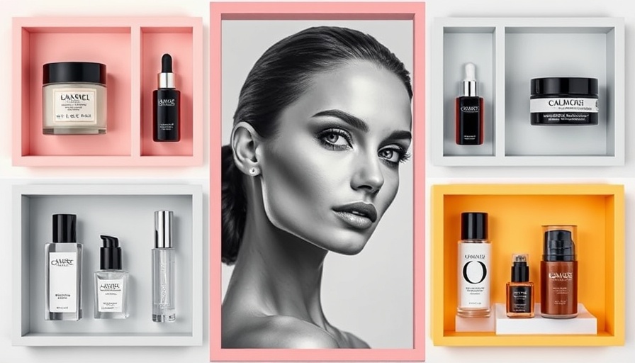Courteney Cox must-have products collage with beauty items.