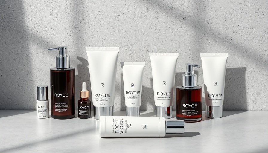 Minimalist Rhode skincare products on a gray background.