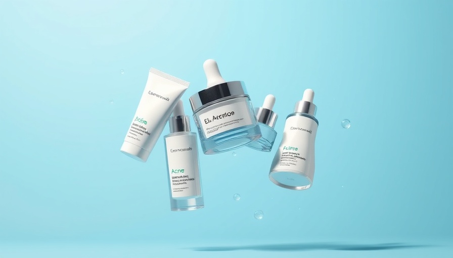 Acne care brand launch products on a blue gradient background.