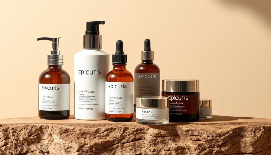 Epicutis skincare products displayed elegantly with minimalistic background.