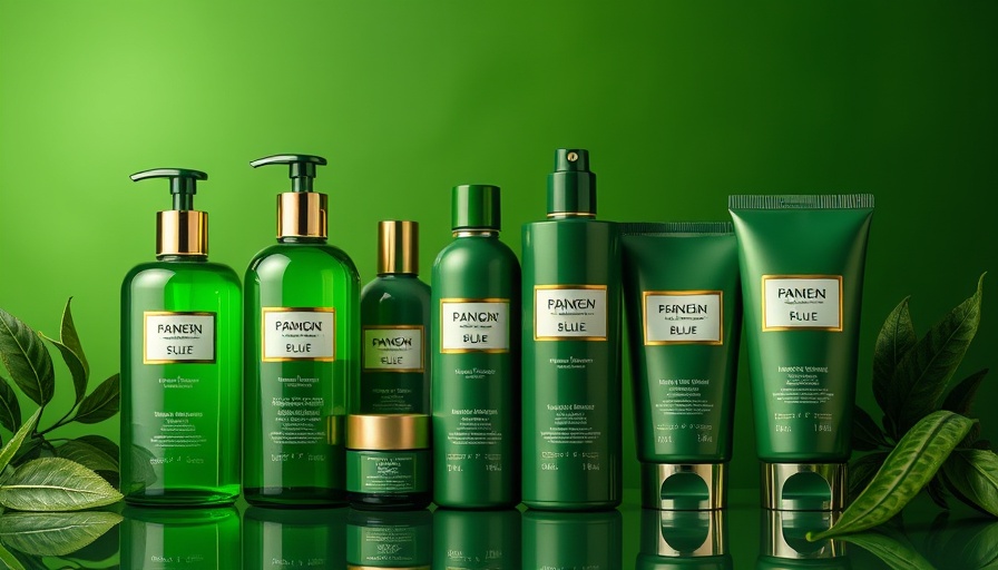 Green haircare product packaging displayed professionally in a vibrant setting.