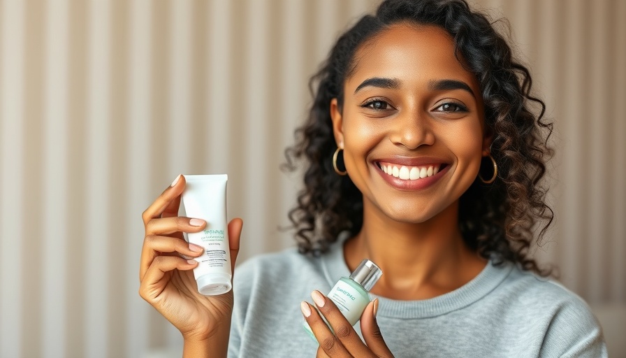 Confident person holding skincare product for hair growth.