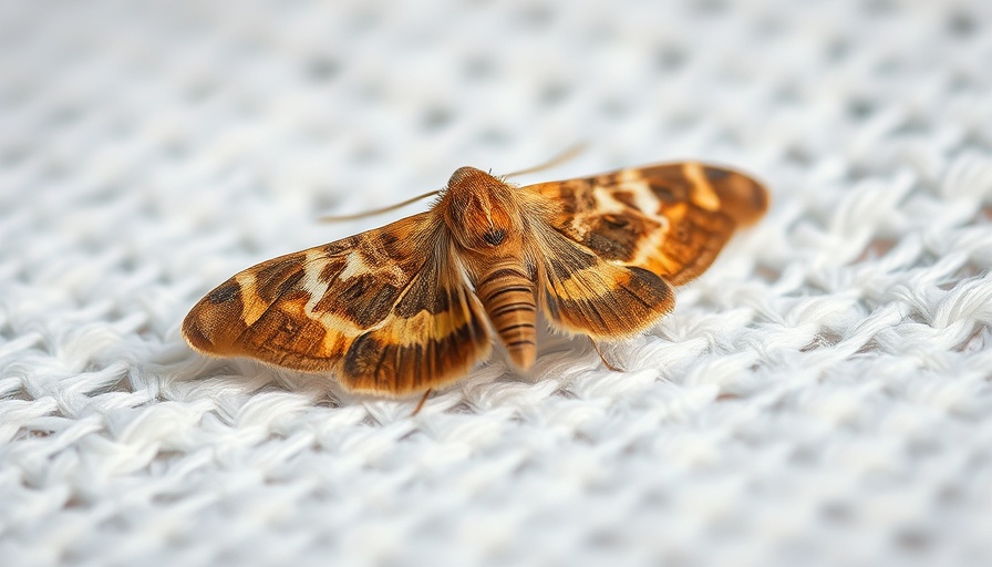Close-up of a brown moth on white fabric, highlighting how to get rid of moths in the home.