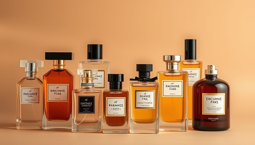 Elegant Toasty Perfumes for Fall bottles on a beige background.