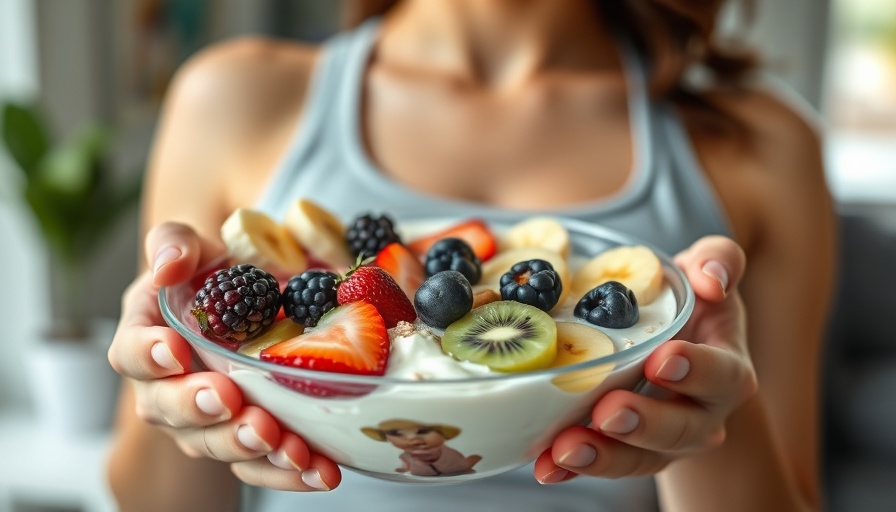 Nutritious fruit and yogurt bowl for pre or post-workout meal.