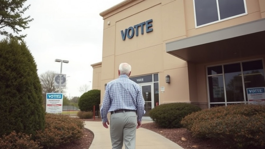 Older man walks to polling place for Pennsylvania election voter registration.