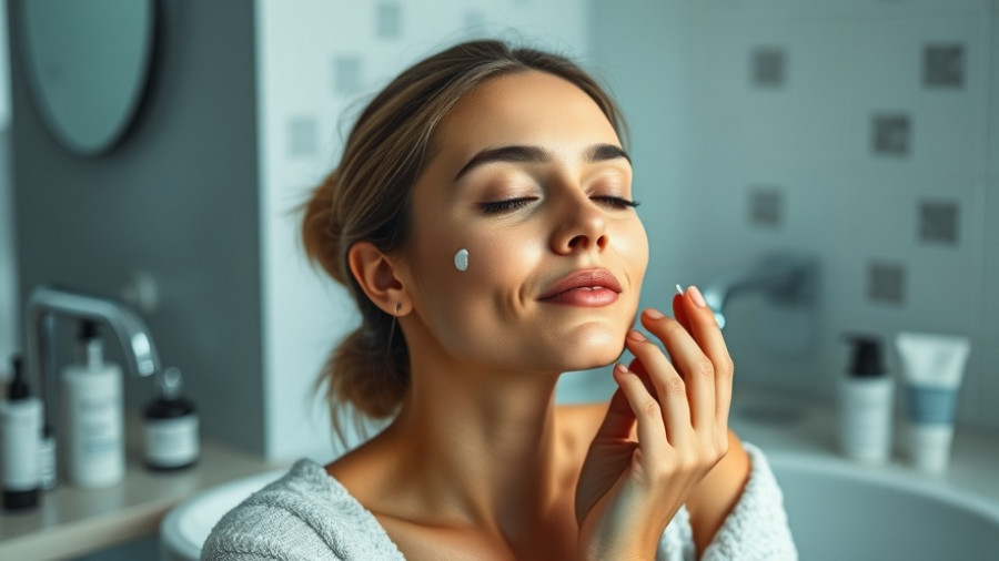 Woman applying skincare cream with a focus on Diwali skincare tips, wearing bathrobe.