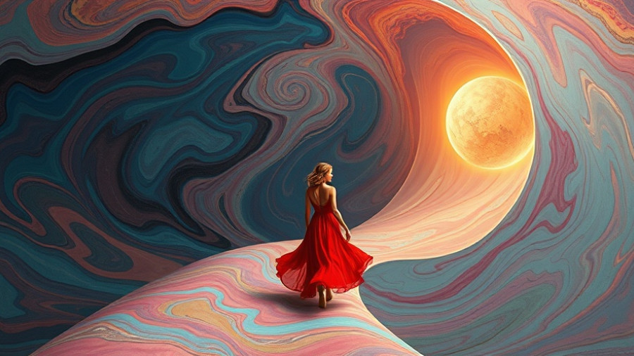 Navigating infertility experiences: woman on abstract path.