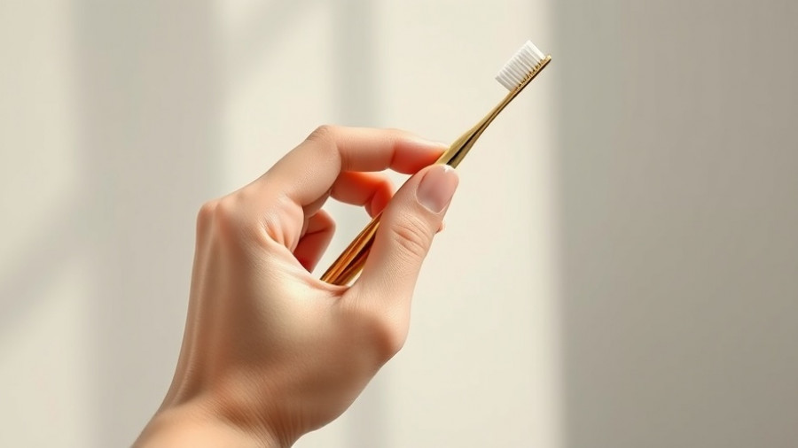 Elegant gold toothbrush for luxury dental products self-care.