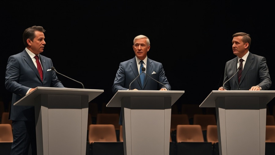 Men debating at podiums in New York City Mayoral Debate