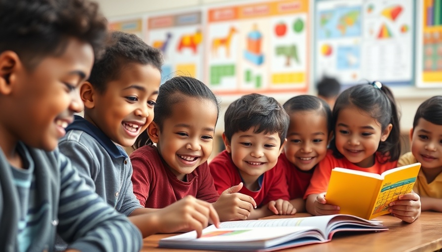 Kids learning money management with colorful educational tools.