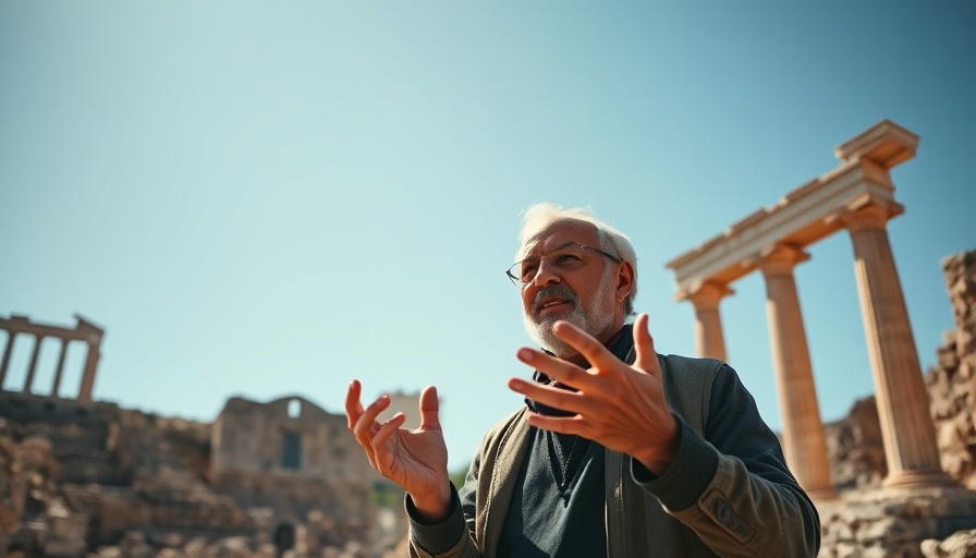 Man explaining common mistakes tourists make in Mexico at ancient ruins.