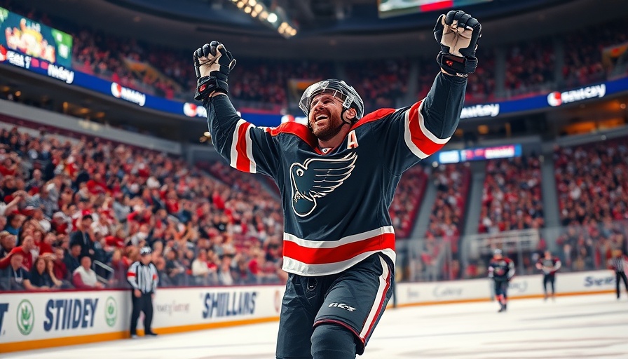 Capitals player celebrates win against Hurricanes with cheering fans.
