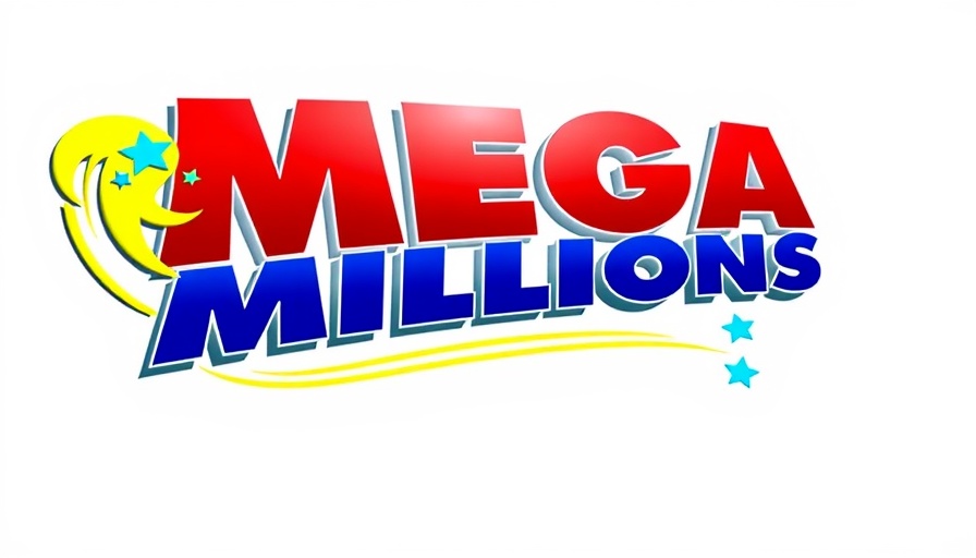 Mega Millions jackpot logo with vibrant colors and stars.