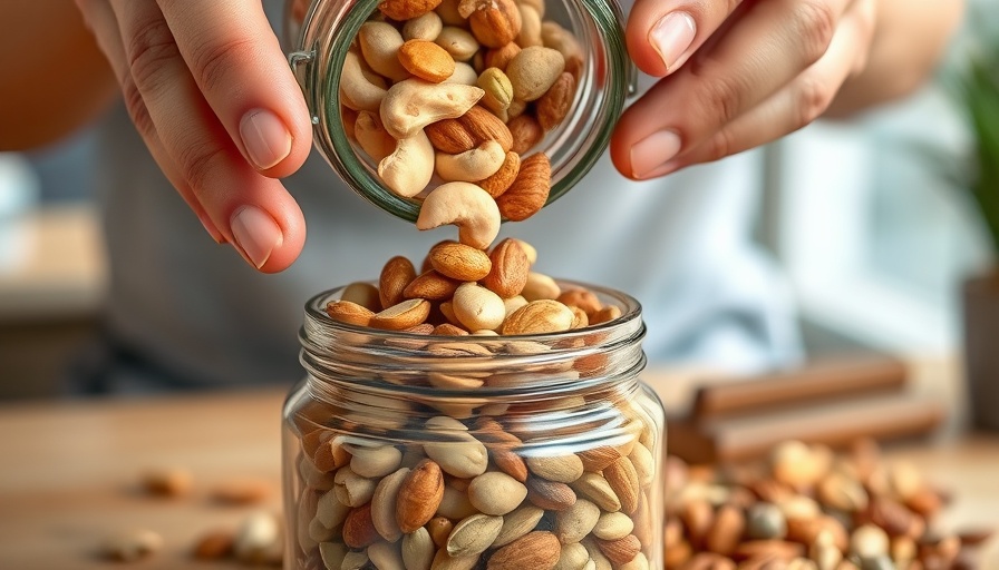 Close-up of nuts and seeds being poured from a jar, highlighting Nuts and Seeds Risk of Diverticulitis.