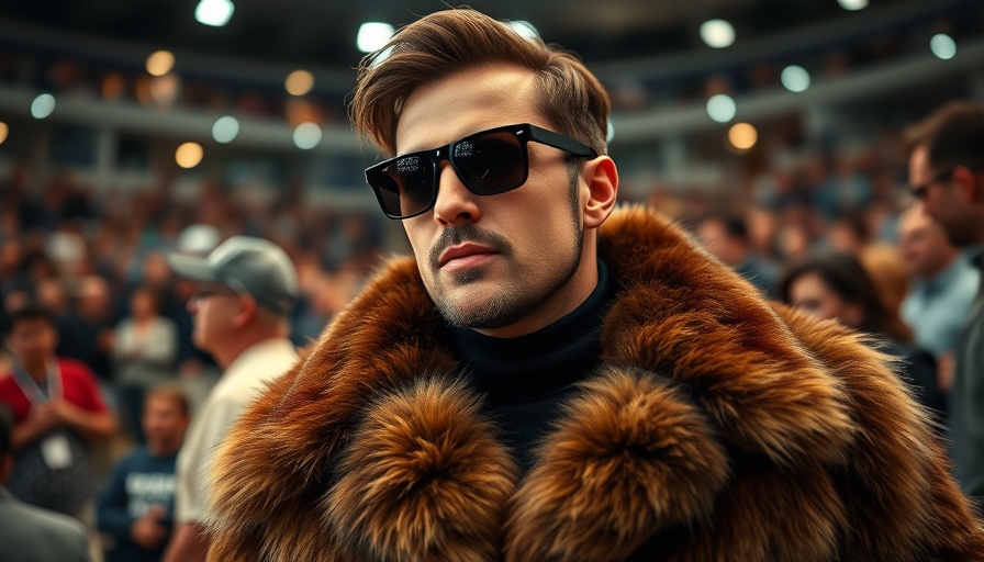 Stylish man in fur coat at public event, Sean Diddy Combs trial.