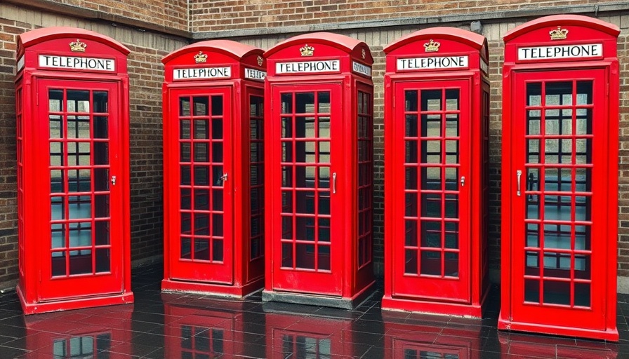 Iconic red telephone booths in London, travel tips scene.