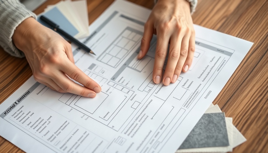 Planning cost of a kitchen remodel with blueprints and samples.