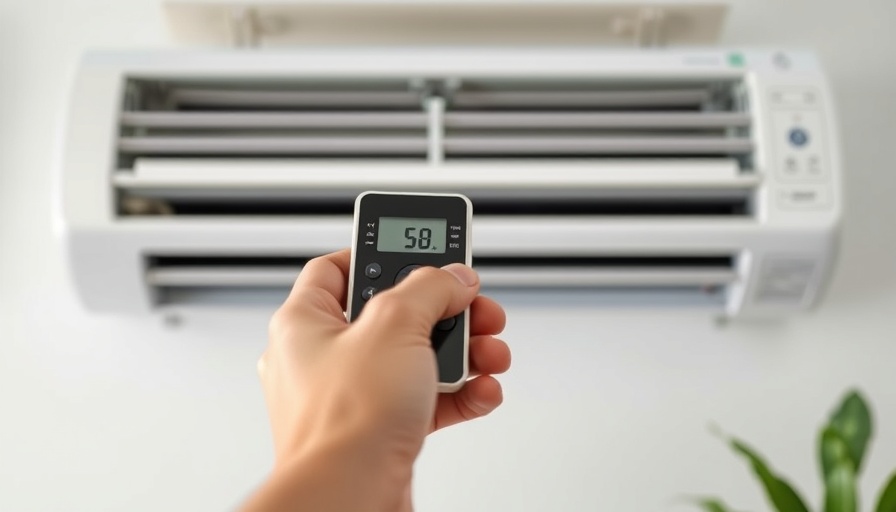 Person adjusting air conditioner with remote for quiet efficient cooling