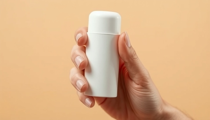 Close-up of antiperspirant stick held by hand.
