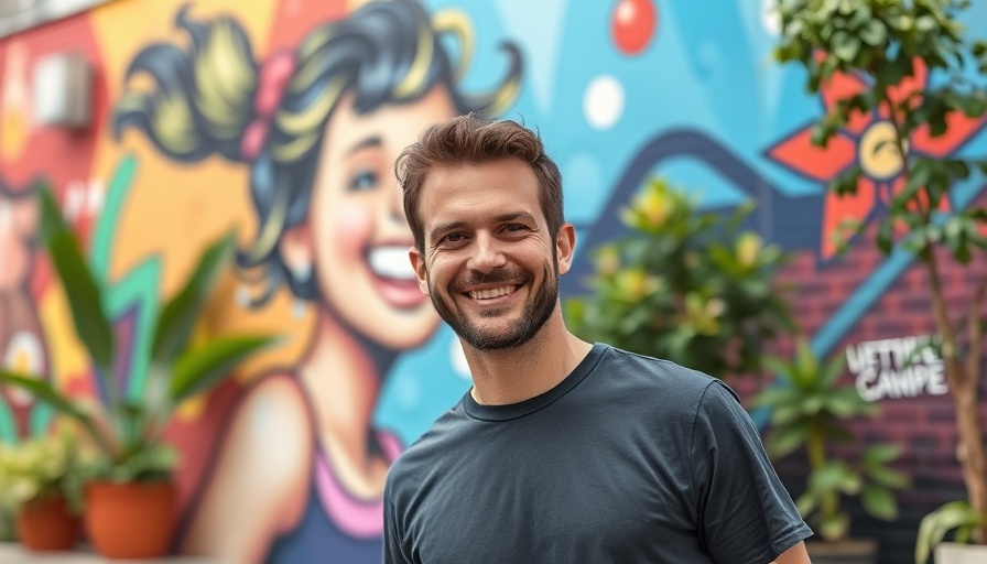 Visiting Ireland with Kids: Man in front of colorful mural.