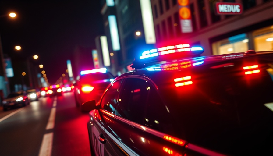 Vibrant police lights flashing during Pennsylvania chase tragedy.