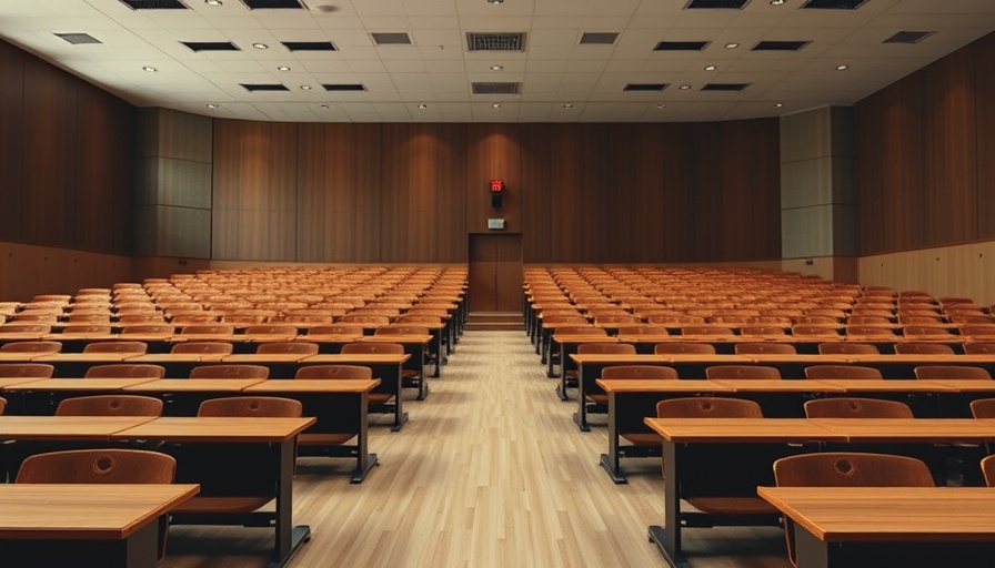 Empty lecture hall symbolizing Trump's suspension of foreign students at Harvard.