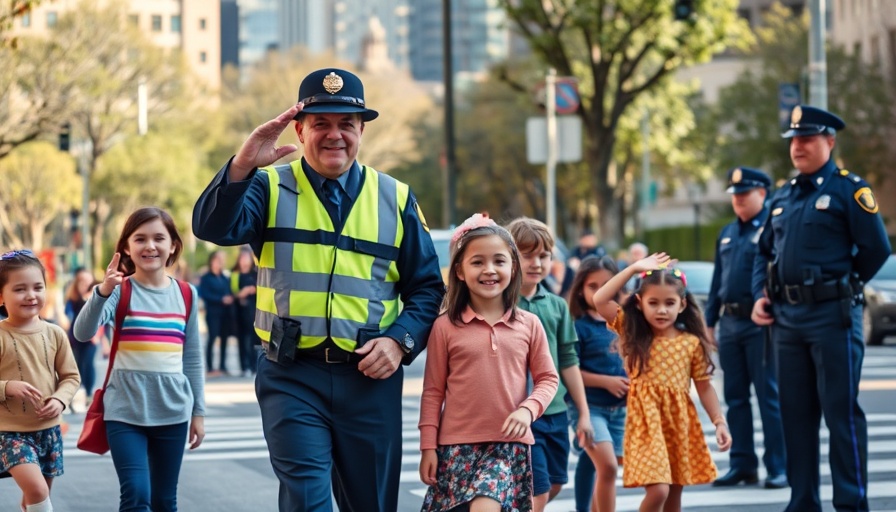 Beloved Crossing Guard in Pennsylvania leads children while being saluted by police.