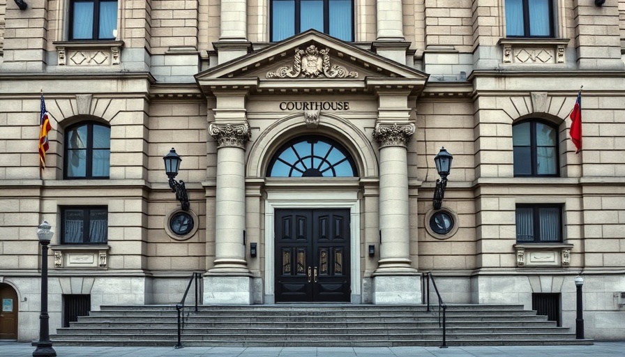 Historic courthouse entrance related to immigration detention oversight.
