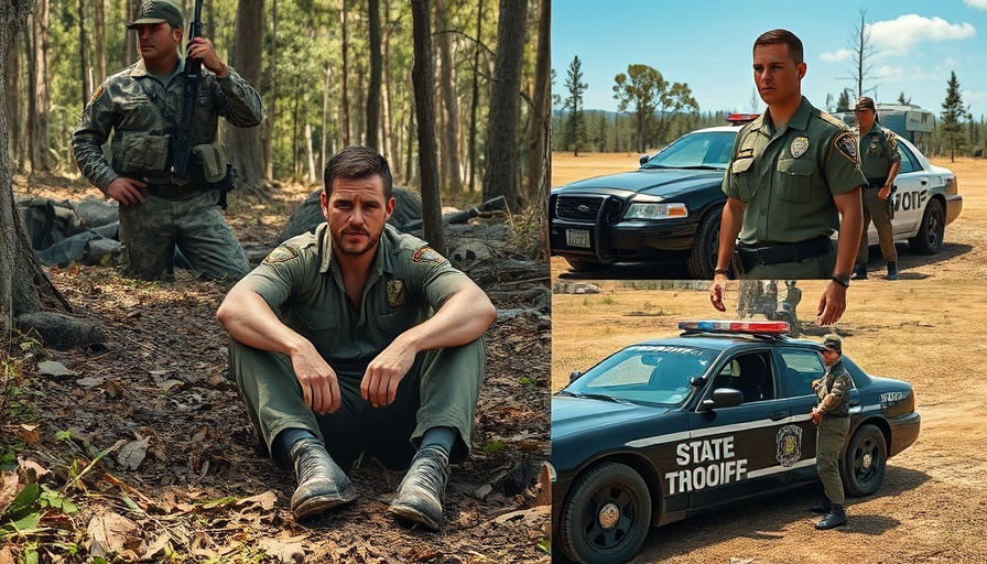 Escaped inmate captured in Arkansas; captured man in forest and outside police car.