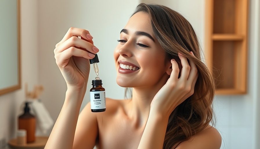 Woman applying best hair growth serums in serene bathroom setting.