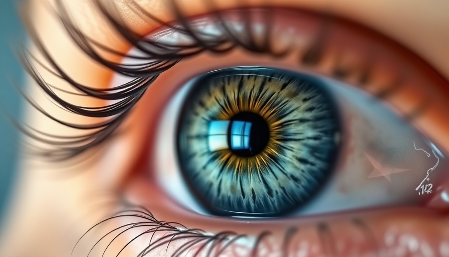 Close-up image of a human eye with detailed iris pattern, highlighting potential eye diseases.