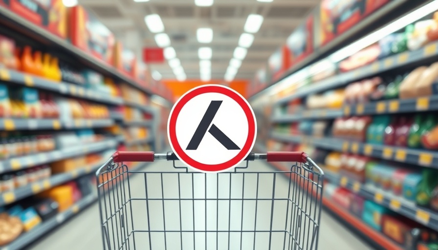 Circular recall alert sign in grocery aisle for food recalls this week.