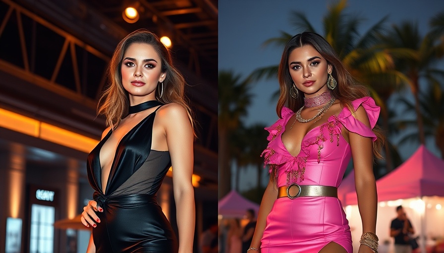 Confident women depicting celebrity plastic surgery transparency in contrasting settings.
