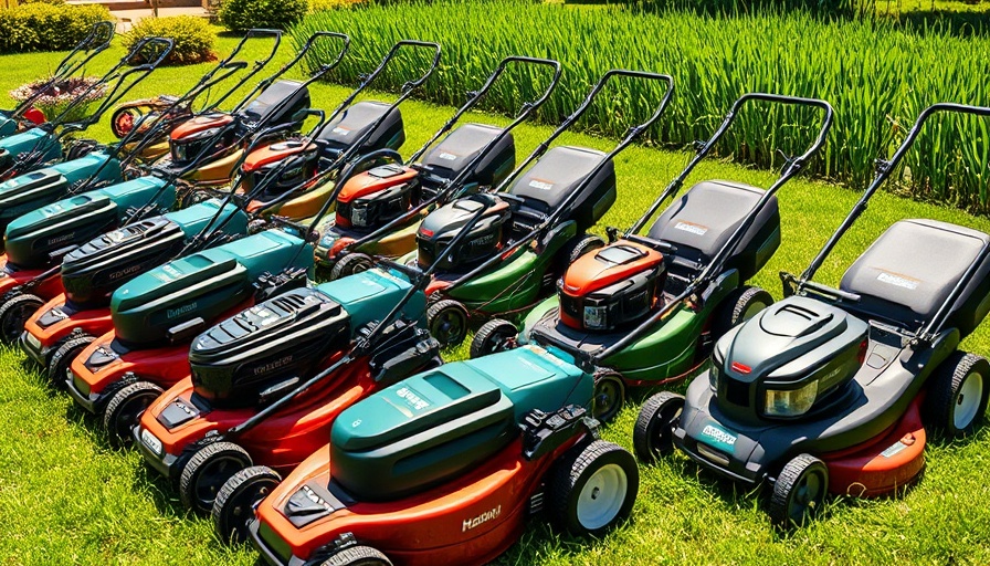 Best self-propelled lawn mowers on a sunny garden lawn.