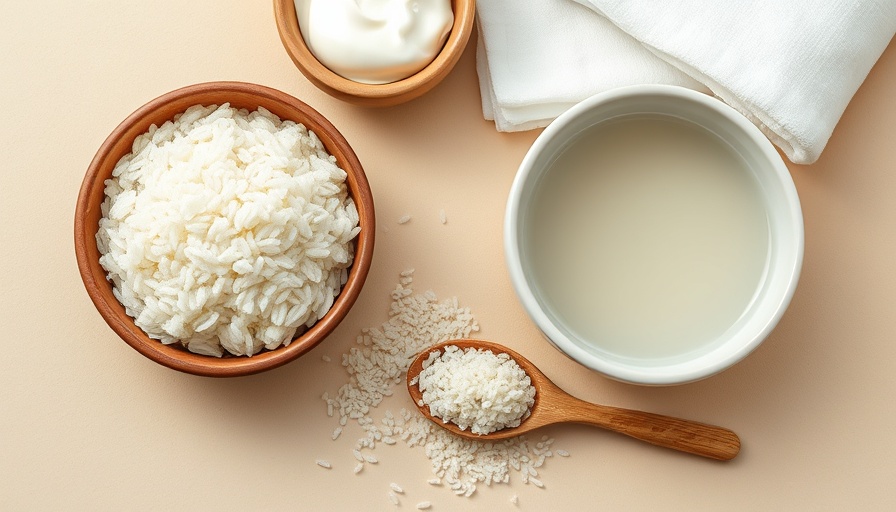 Use Rice Water for Skin: Rice and water setup with towels.